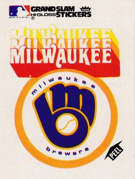 1979 Fleer Grand Slam Hi-Gloss Stickers #NNO Milwaukee Brewers Team (White) Front