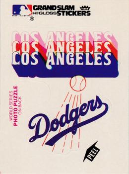 1979 Fleer Grand Slam Hi-Gloss Stickers #NNO Los Angeles Dodgers Team (White) Front