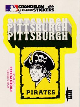 1979 Fleer Grand Slam Hi-Gloss Stickers #NNO Pittsburgh Pirates Team (White) Front