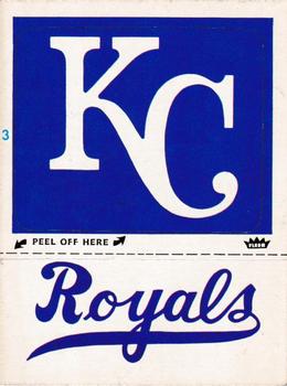 1979 Fleer Grand Slam Hi-Gloss Stickers #NNO Kansas City Royals Monogram Front