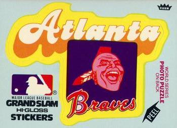 1979 Fleer Grand Slam Hi-Gloss Stickers #NNO Atlanta Braves Team (Blue) Front