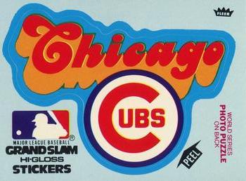 1979 Fleer Grand Slam Hi-Gloss Stickers #NNO Chicago Cubs Team (Blue) Front