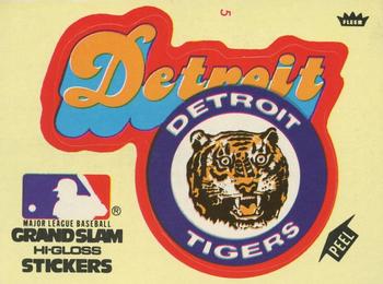 1979 Fleer Grand Slam Hi-Gloss Stickers #NNO Detroit Tigers Team (Yellow) Front