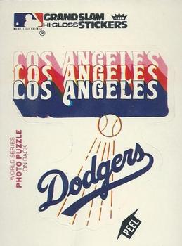 1979 Fleer Grand Slam Hi-Gloss Stickers #NNO Los Angeles Dodgers Team (White) Front