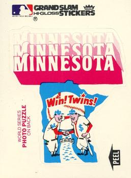 1979 Fleer Grand Slam Hi-Gloss Stickers #NNO Minnesota Twins Team (White) Front