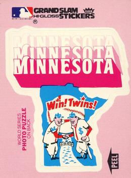 1979 Fleer Grand Slam Hi-Gloss Stickers #NNO Minnesota Twins Team (Pink) Front