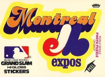 1979 Fleer Grand Slam Hi-Gloss Stickers #NNO Montreal Expos Team (White) Front