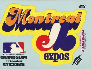1979 Fleer Grand Slam Hi-Gloss Stickers #NNO Montreal Expos Team (Blue) Front