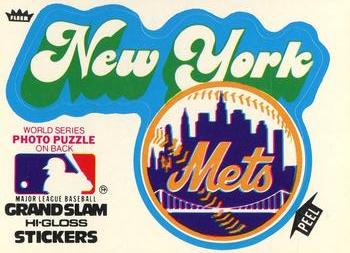 1979 Fleer Grand Slam Hi-Gloss Stickers #NNO New York Mets Team (White) Front