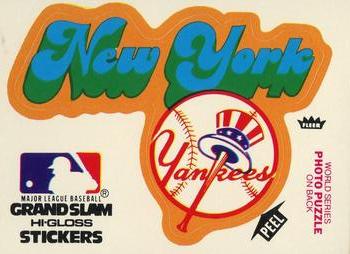 1979 Fleer Grand Slam Hi-Gloss Stickers #NNO New York Yankees Team (White) Front