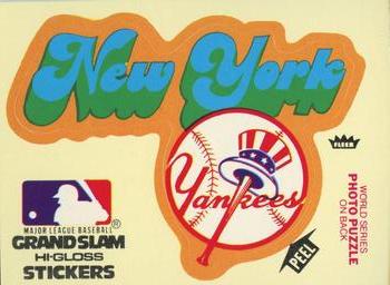1979 Fleer Grand Slam Hi-Gloss Stickers #NNO New York Yankees Team (Yellow) Front