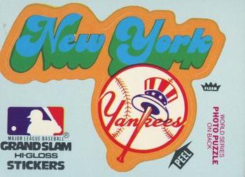 1979 Fleer Grand Slam Hi-Gloss Stickers #NNO New York Yankees Team (Blue) Front