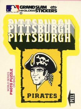 1979 Fleer Grand Slam Hi-Gloss Stickers #NNO Pittsburgh Pirates Team (White) Front