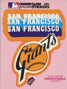 1979 Fleer Grand Slam Hi-Gloss Stickers #NNO San Francisco Giants Team (Pink) Front