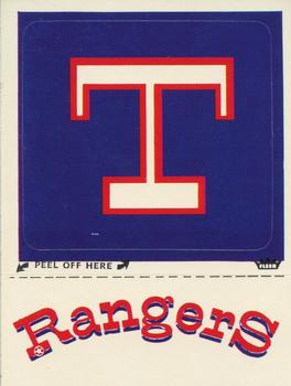1979 Fleer Grand Slam Hi-Gloss Stickers #NNO Texas Rangers Monogram Front