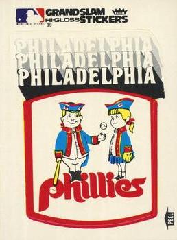 1979 Fleer Grand Slam Hi-Gloss Stickers #NNO Philadelphia Phillies Team (White) Front
