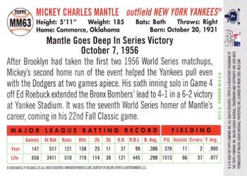 2008 Topps - Mickey Mantle Story #MM63 Mickey Mantle Back
