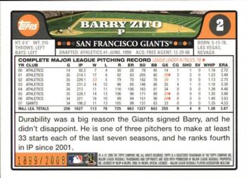 2008 Topps - Gold #2 Barry Zito Back