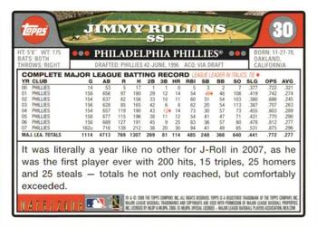 2008 Topps - Gold #30 Jimmy Rollins Back
