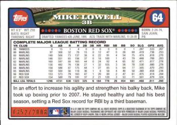 2008 Topps - Gold #64 Mike Lowell Back