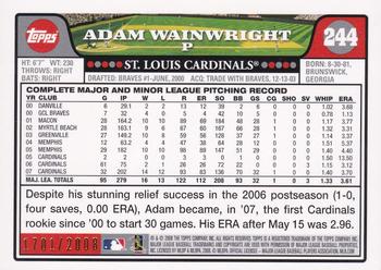 2008 Topps - Gold #244 Adam Wainwright Back