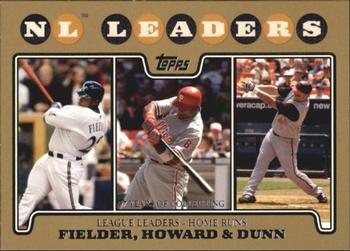 2008 Topps - Gold #298 NL Leaders: Home Runs (Prince Fielder / Ryan Howard / Adam Dunn) Front