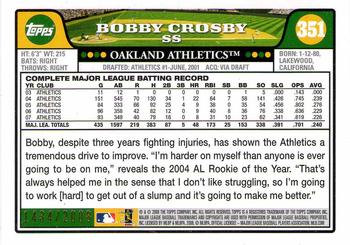2008 Topps - Gold #351 Bobby Crosby Back