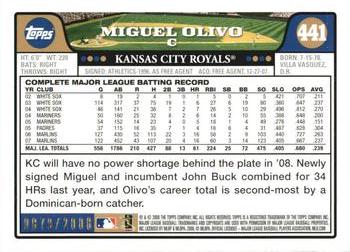 2008 Topps - Gold #441 Miguel Olivo Back