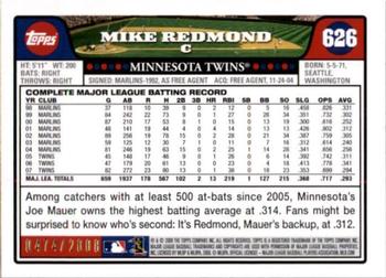 2008 Topps - Gold #626 Mike Redmond Back