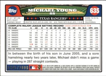 2008 Topps - Gold #635 Michael Young Back