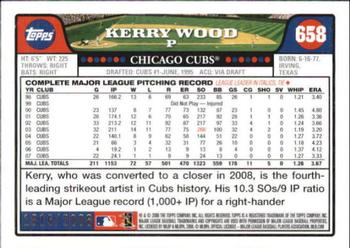 2008 Topps - Gold #658 Kerry Wood Back