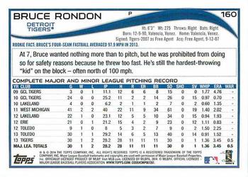 2014 Topps #160 Bruce Rondon Back