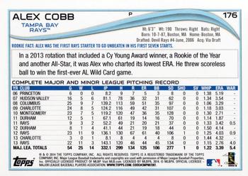 2014 Topps #176 Alex Cobb Back