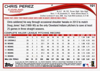 2014 Topps #191 Chris Perez Back