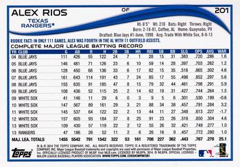 2014 Topps #201 Alex Rios Back