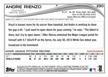 2014 Topps #230 Andre Rienzo Back