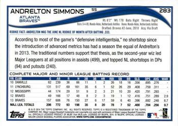 2014 Topps #283 Andrelton Simmons Back