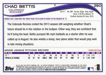 2014 Topps #290 Chad Bettis Back
