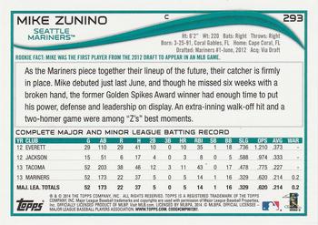 2014 Topps #293 Mike Zunino Back