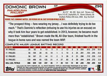 2014 Topps #296 Domonic Brown Back