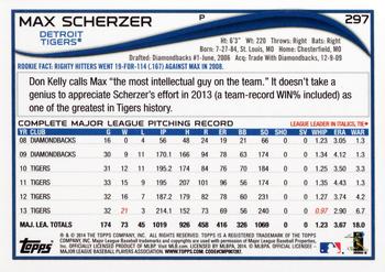 2014 Topps #297 Max Scherzer Back