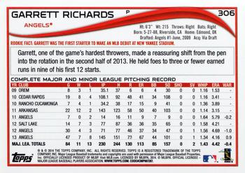 2014 Topps #306 Garrett Richards Back