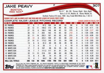 2014 Topps #307 Jake Peavy Back