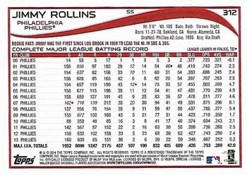 2014 Topps #312 Jimmy Rollins Back