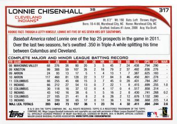 2014 Topps #317 Lonnie Chisenhall Back