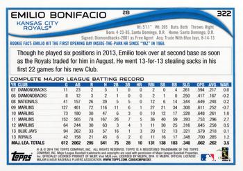 2014 Topps #322 Emilio Bonifacio Back