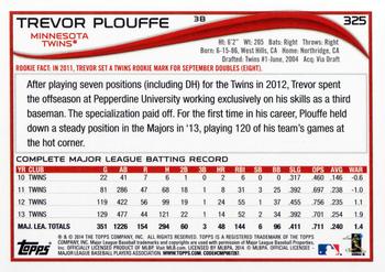 2014 Topps #325 Trevor Plouffe Back