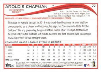 2014 Topps #77 Aroldis Chapman Back