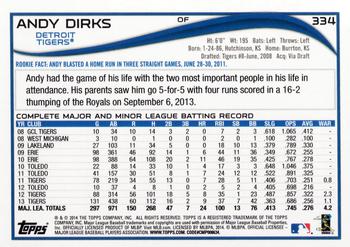 2014 Topps #334 Andy Dirks Back