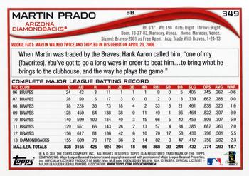 2014 Topps #349 Martin Prado Back